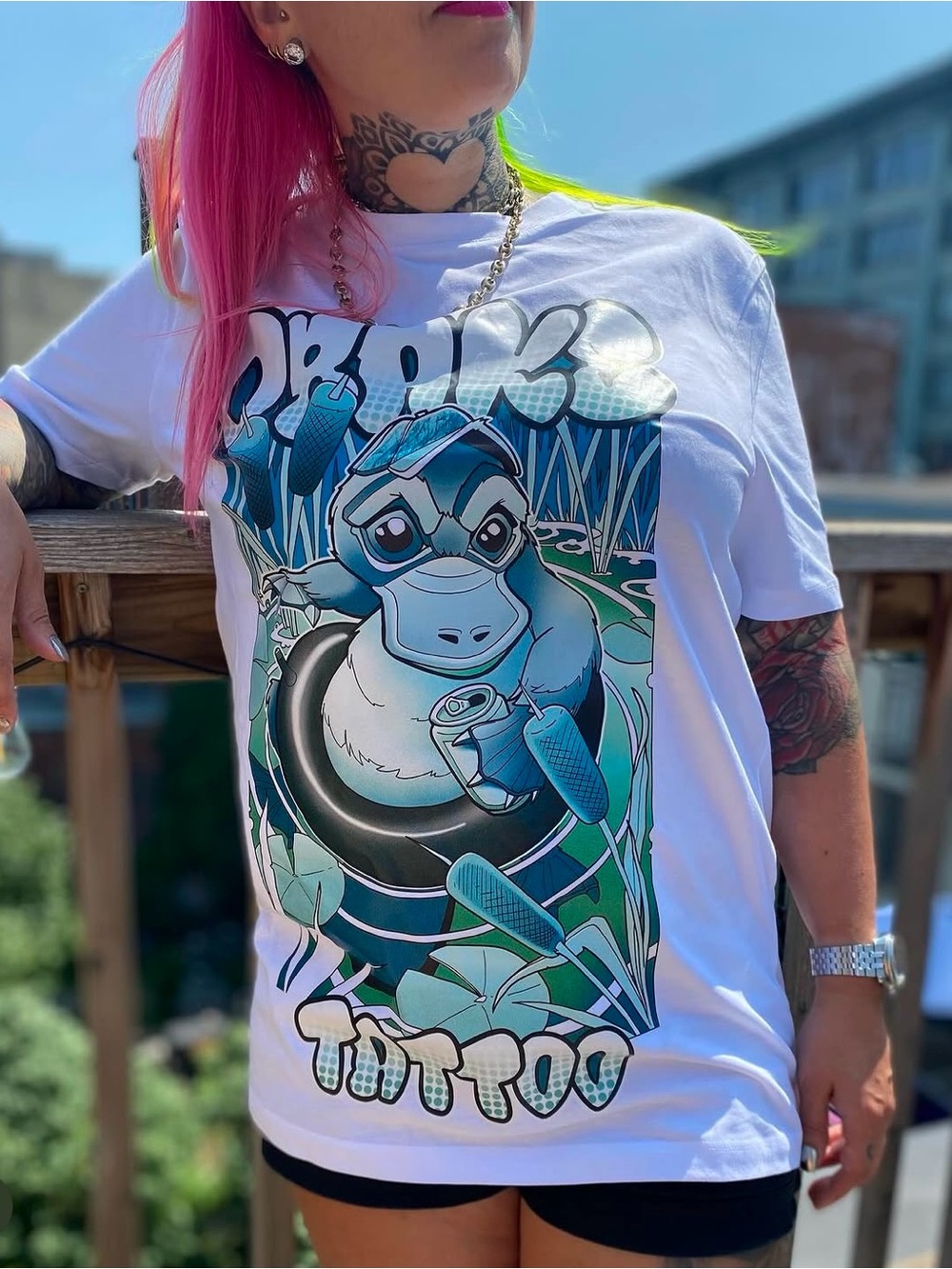 Obake Tattoo Shop T-Shirt by artist Alex Dupuis
